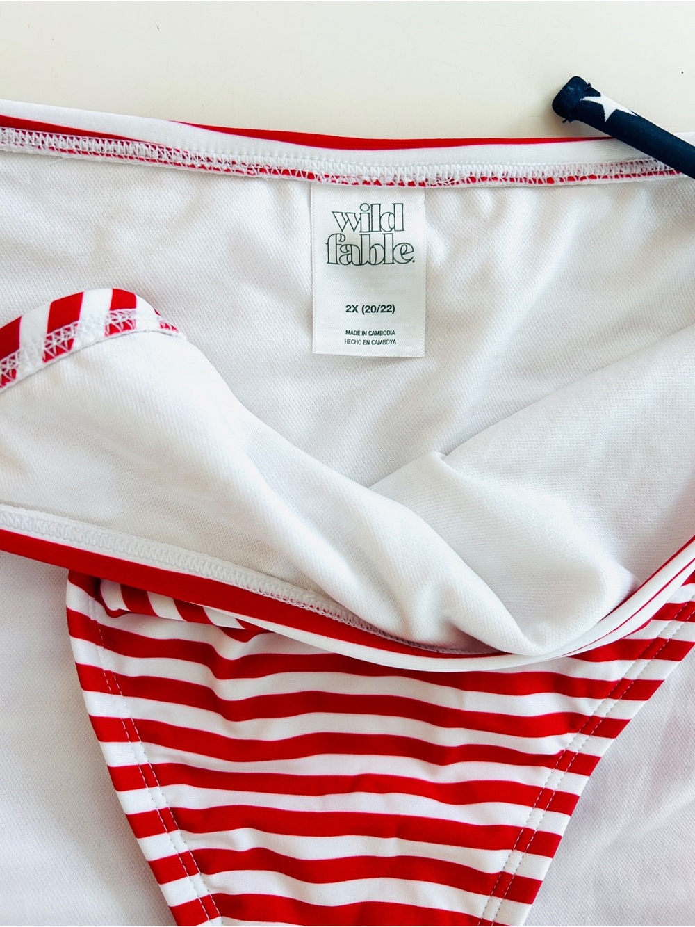 Patriotic Red White & Blue Stripe Tie Side Bikini Bottoms | 2X | NWOT - Picture 6 of 7
